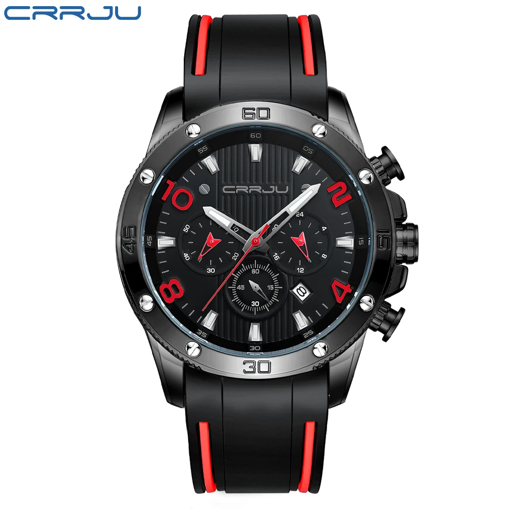 (vermelho) Relógio Masculino Elegante, Relógio De Pulso Esportivo À Prova D'água Com Pulseira De Silicone