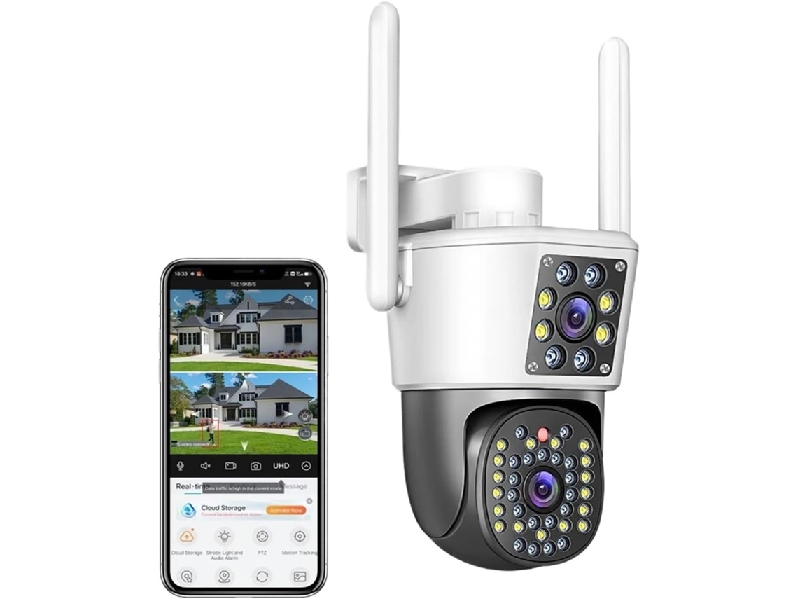 Cámara De Videovigilancia Ip Ptz Wi-fi De Doble Lente Con Detección