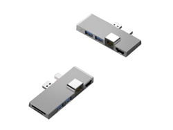 Estación de fondeo YIZHOOD Lector de tarjetas TF compatible con 4K Gigabit Ethernet 2 USB 3.1 plata
