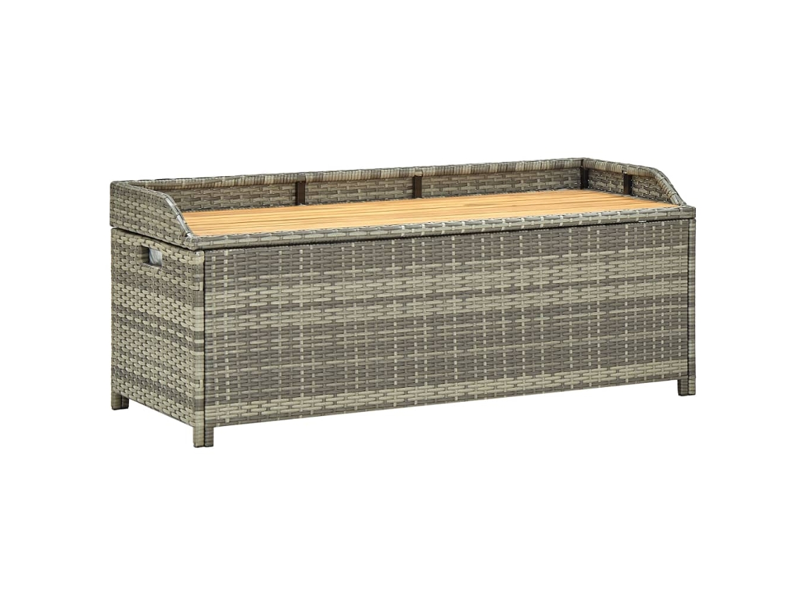 Banco de jardín con almacenaje 120 cm mimbre gris Dkd Home Decor