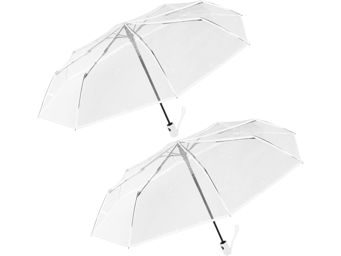 Paraguas Plegable Transparente De 2 Piezas Ciieeo Para Adultos Con Mecanismo Automático, Resistente Al Viento Y Portátil.