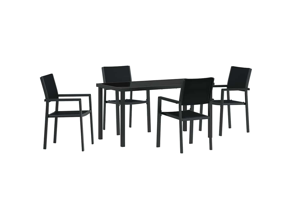 Conjunto de Jantar para Jardim 5 Pcs Preto Aço Revestido a Pó MAISON EXCLUSIVE