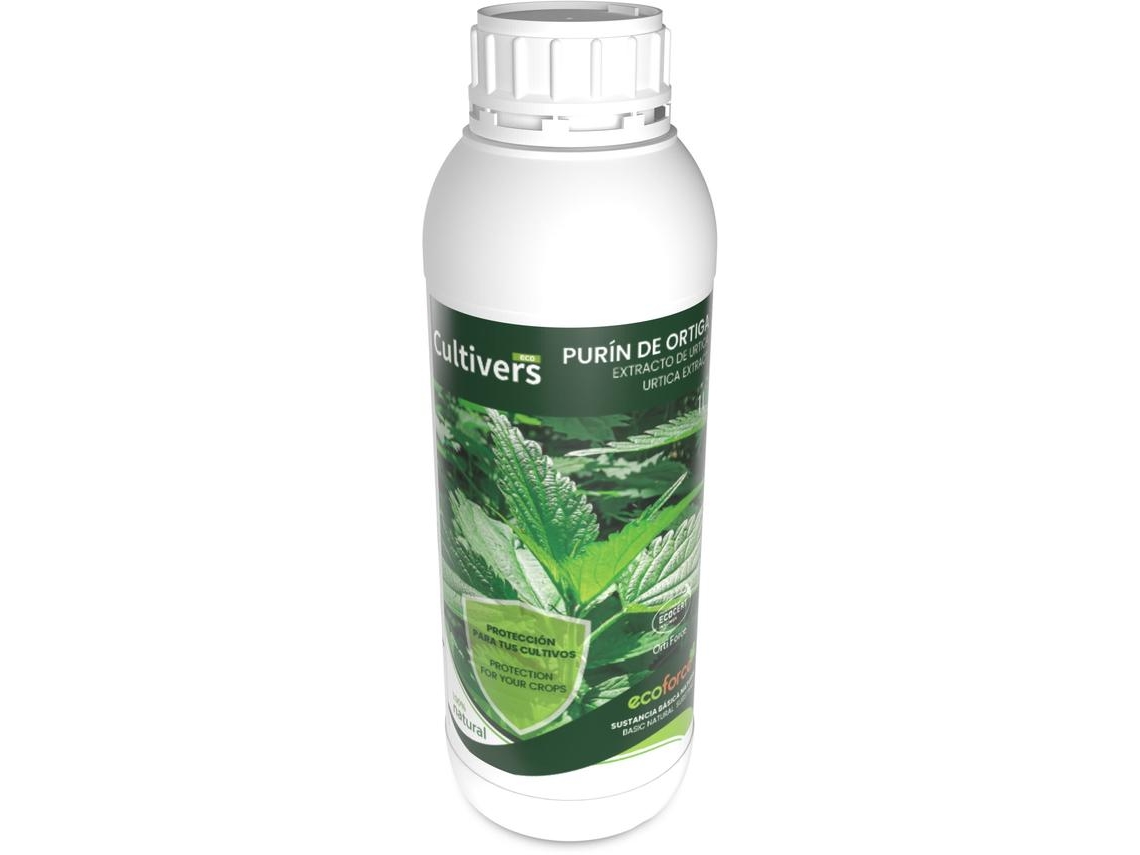 CULTIVERS Purín de Ortiga Ecológico 1 L Corrige la clorosis férrica. Abono preventivo contra las plagas control de hongos. Poder Reverdeciente