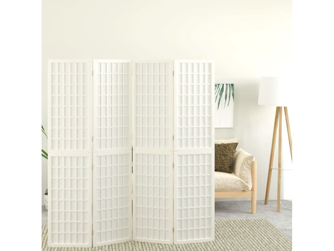 Tabique Plegable Con 4 Paneles Estilo Japonés 160x170 Cm Blanco Wsd959264 Adorável Casa
