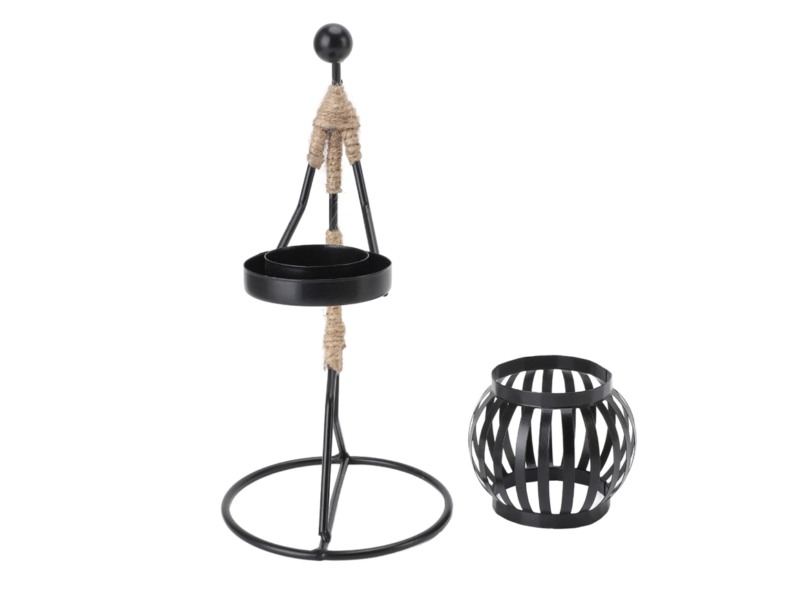 Portavelas moderno de hierro Baok con farol, decoración rústica para mesa de salón, pieza de arte ornamental 7150v-06