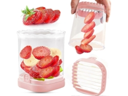 Cortador de frutas, fresas, plátanos, uvas, huevos y frutas desmontables con placa de empuje. Everley891