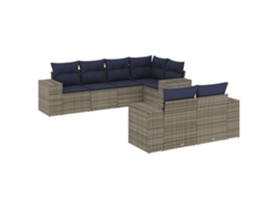 Maison Exclusive - Conjunto De Sofá De Jardín De 7 Piezas Con Cojines, Poliratán Gris