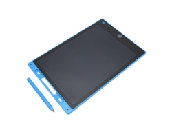 Tableta de escritura LCD de 12 pulgadas para niños, pantalla a color sensible a la presión, luz azul oscuro y dorada.