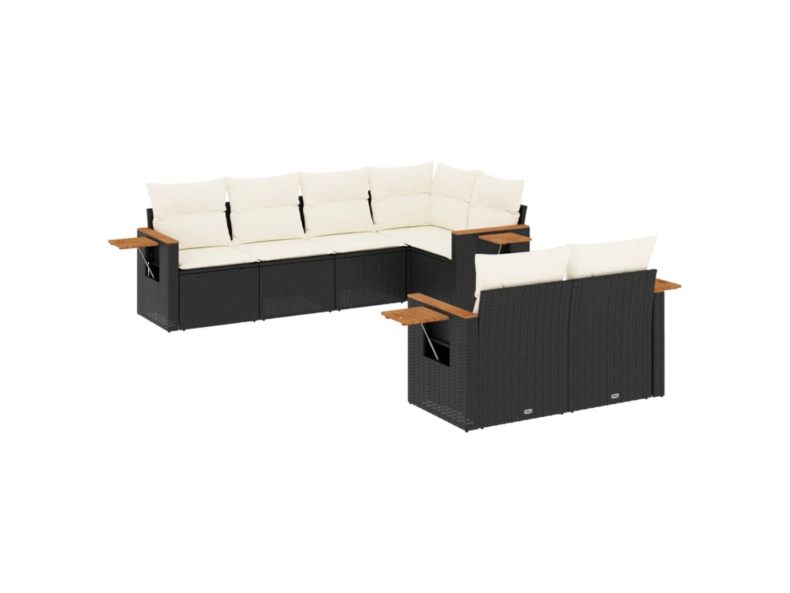 Maison Exclusive - Set De Comedor De Jardín 7 Pzas Y Cojines Ratán Sintético Negro