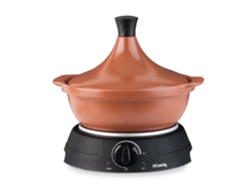 Tajine Eléctrico 3L de Barro H.KOENIG Olla de Cocción Lenta, Termostato Regulable, Tapa con Asa, 600W, Ideal para Tajines y Cuscús