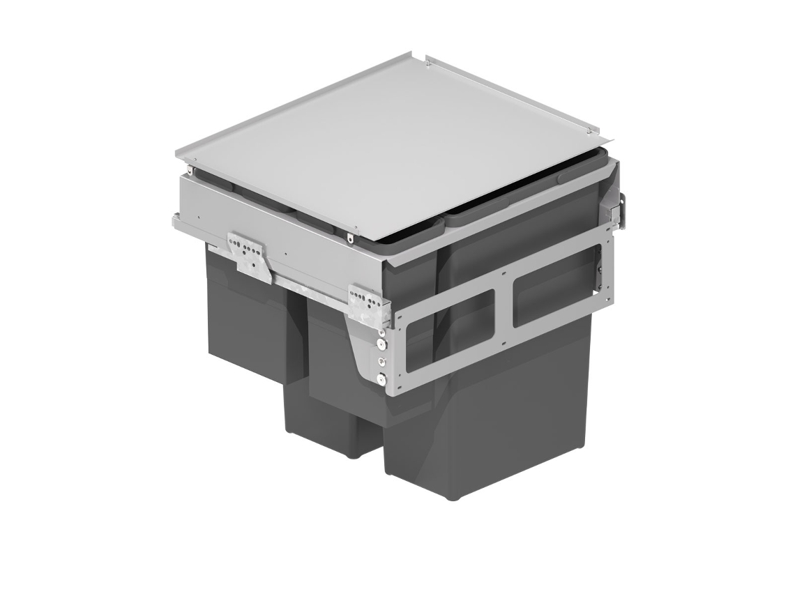 Cubo Basura Ecológico Meila M600 2X35L. 2X8L Guia Grass Extracción Total Cierre Amort. C/Tapa. MC