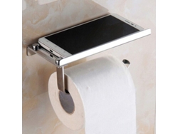 Porta Rollos De Papel Higiénico De Acero Inoxidable Pared Con Estante Para Teléfono Baño
