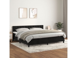 Cama Box Spring Con Colchón Terciopelo Negro 200x200 Cm