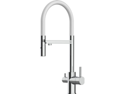 Grifo de Cocina VIZIO 3 Vias Tubo Giratória 360° Cromado Blanco (Latón)