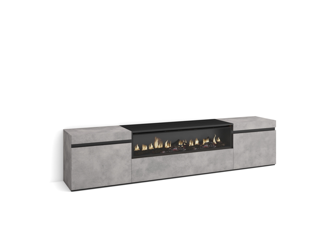 Mueble de TV SKRAUT HOME para TVs hasta 80'' (Gris - Melamina - 200x35x45 cm)