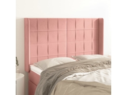 Cabecero Con Orejas De Terciopelo Rosa 147x16x118/128 Cm
