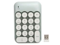 Teclado Numérico Mecánico Inalámbrico 2.4g Con 18 Teclas Para Portátil Y Escritorio Blanco Verde
