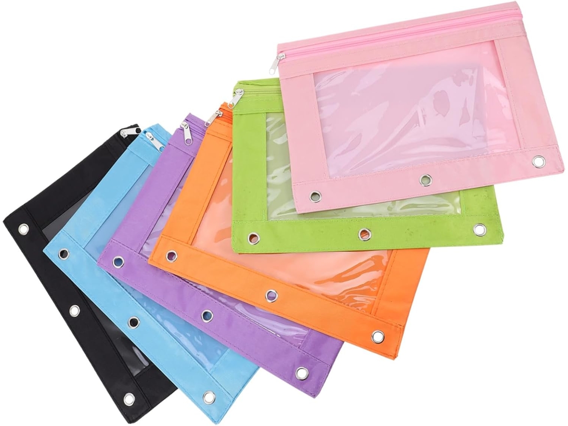 Conjunto De 6 Pastas De Arquivo Duráveis Em Tecido Oxford Com Zíper E Janela Transparente. Estojo Leve E