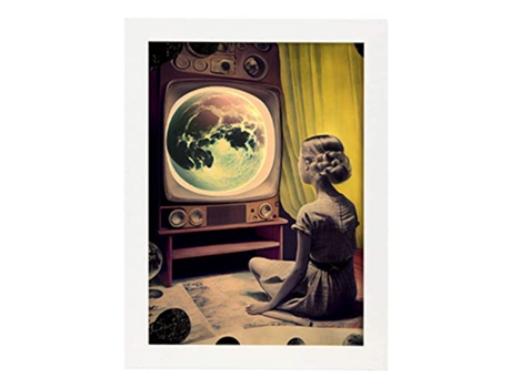 NACNIC Poster Alunizaje En Estilo Surrealismo Cinematográfico Ilustraciones Y Grabados De Historieta Abstracta Y Artística A3 Marcos Blancos