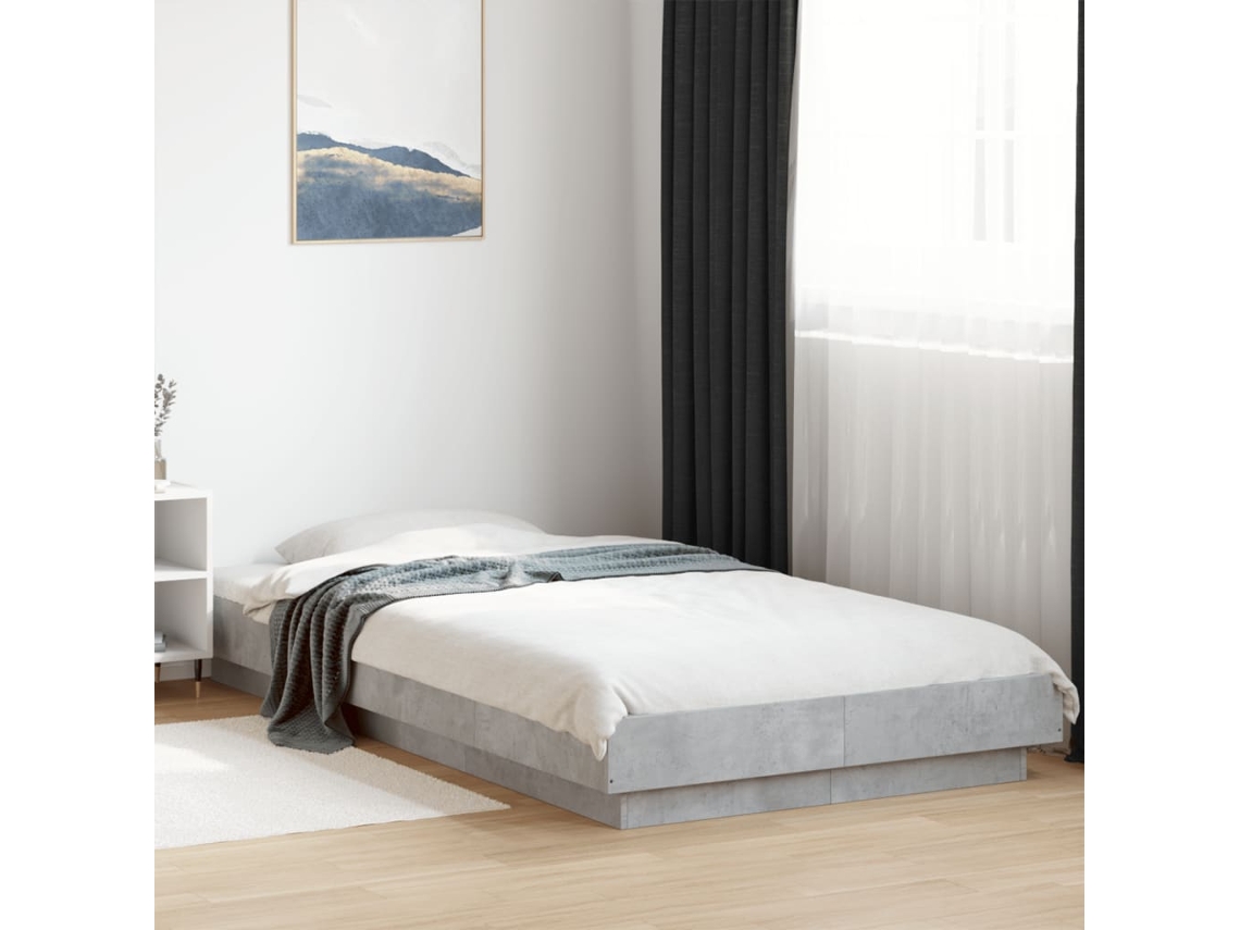 Estructura De Cama Madera De Ingeniería Gris Hormigón 90x190 Cm