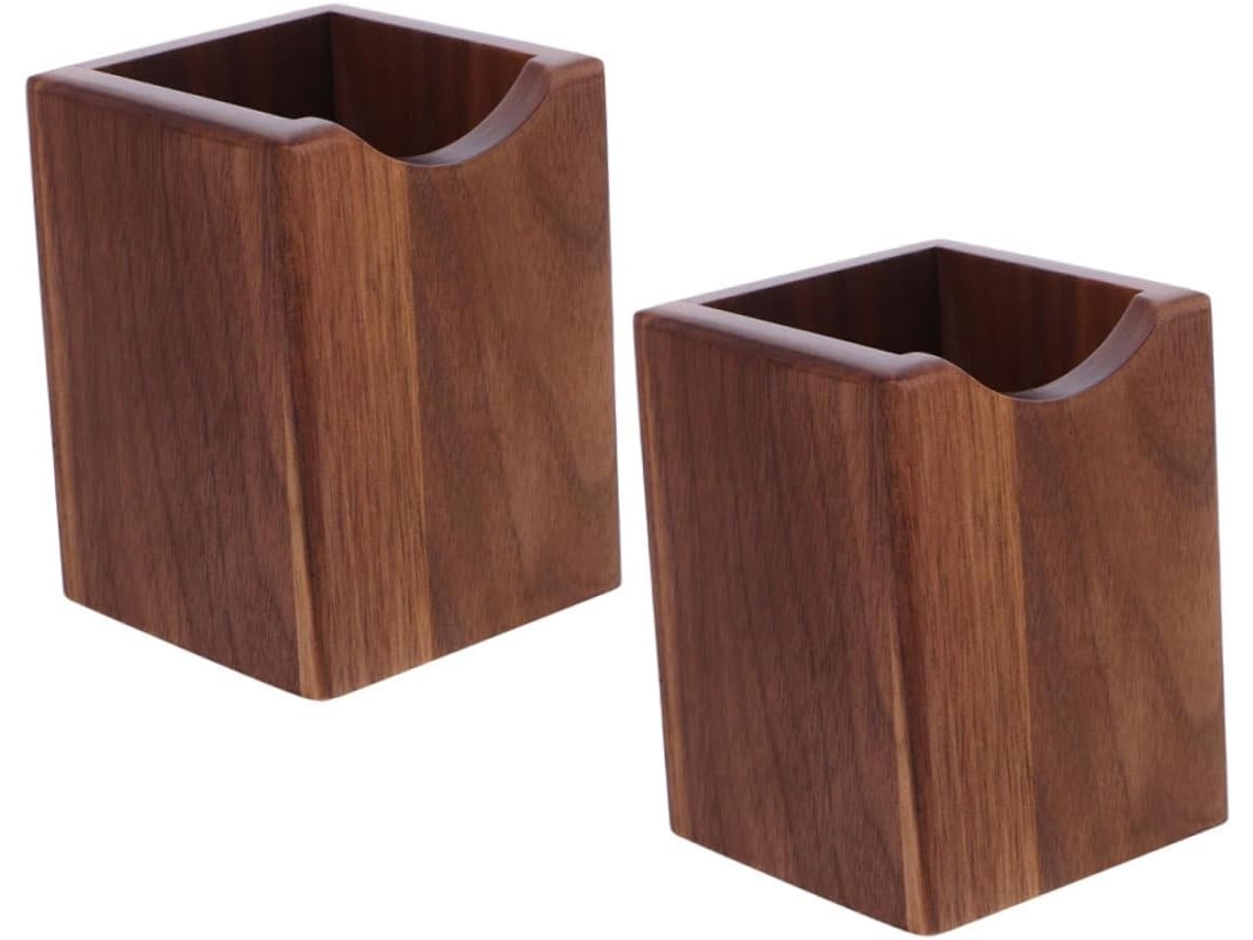 Portalápices De Madera De Nogal Negro, 2 Piezas, Organizador De Escritorio Multifuncional