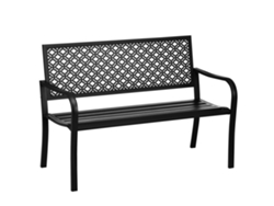 Banco De Jardim 2 Lugares Em Aço Com Encosto Decorativo 127x63x83cm Preto