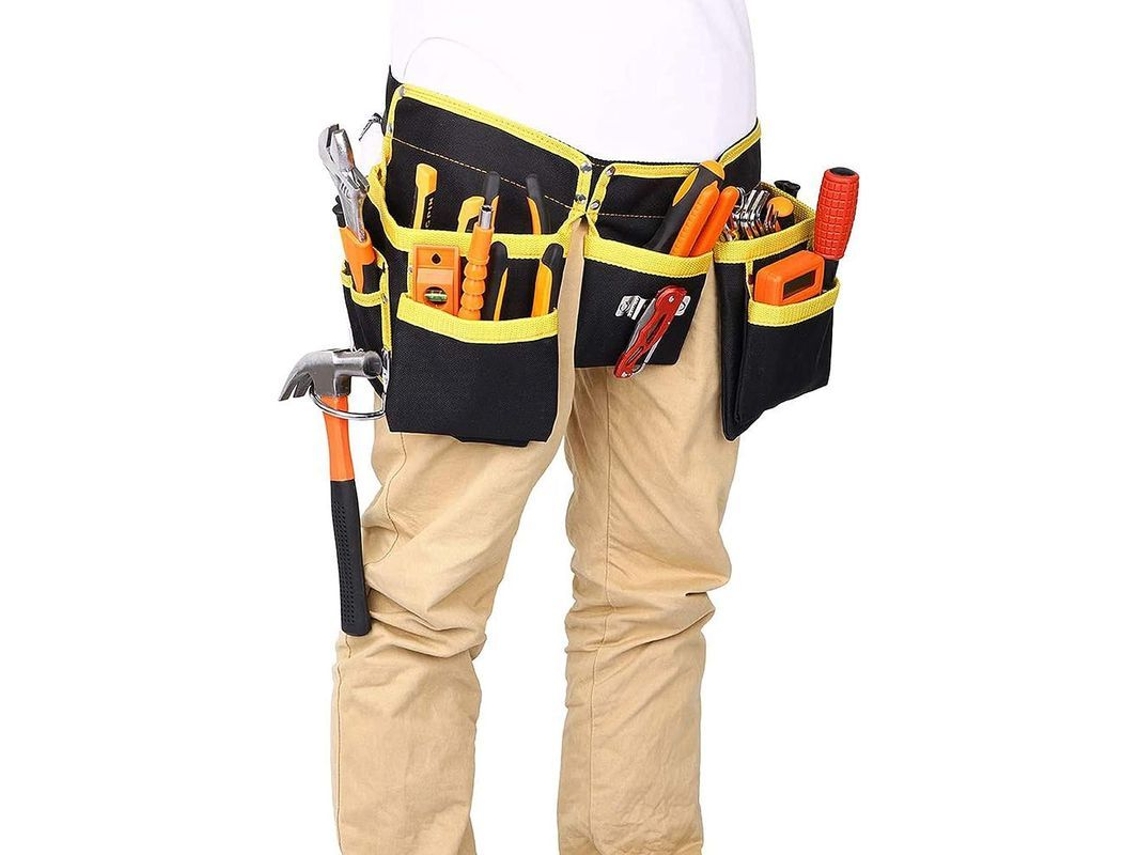 Cinturón De Herramientas Con 11 Bolsillos, Tela Oxford Impermeable, Correas Ajustables Para Electricistas Carpinteros Construtores