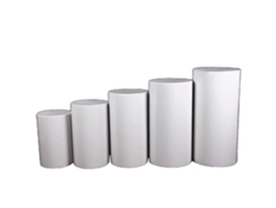 Expositor de pedestal cilíndrico redondo, disponible en 3 o 5 piezas, diseño elegante en blanco, blanco 5 piezas