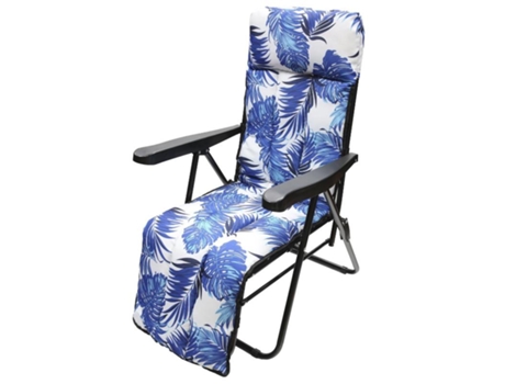 Silla playa acolchada, estructura acero reclinable 5 posiciones con reposapies, silla multiposición, silla con reposabrazos