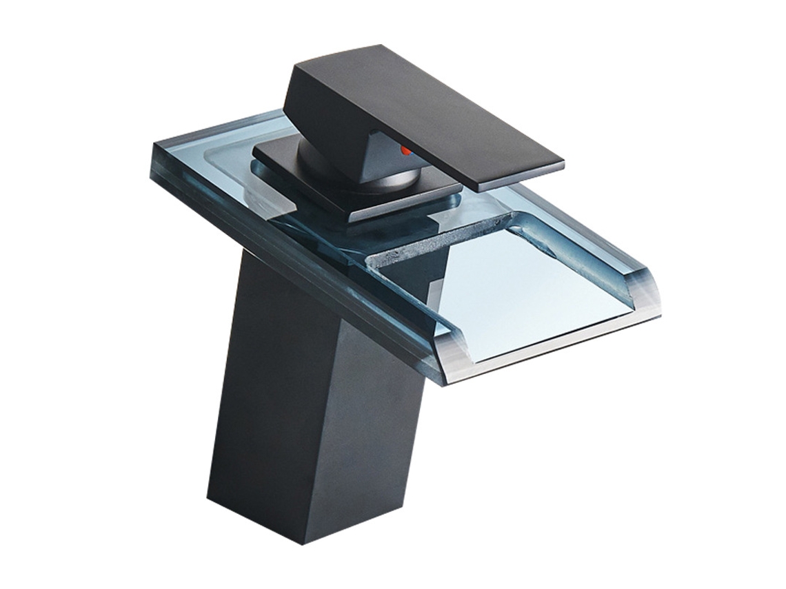 Grifo de baño LED efecto cascada fabricado en latón cromado y cristal 1713,89,5 cm Mdug