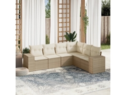 Conjunto de 6 sofás de jardín con cojines de mimbre beige Dkd Home Decor