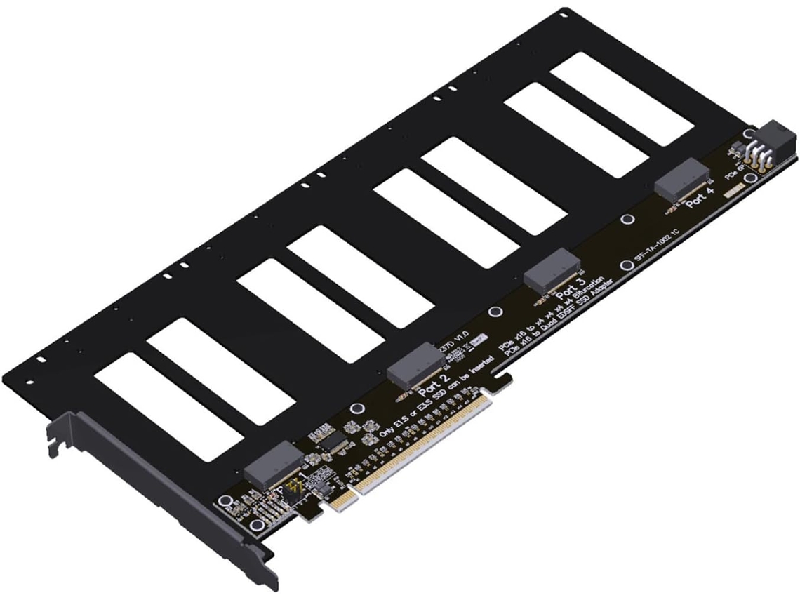 Adaptador De Tarjeta Divisora De Disco Duro Pcie 5.0 X16 A Edsff De 4 Puertos