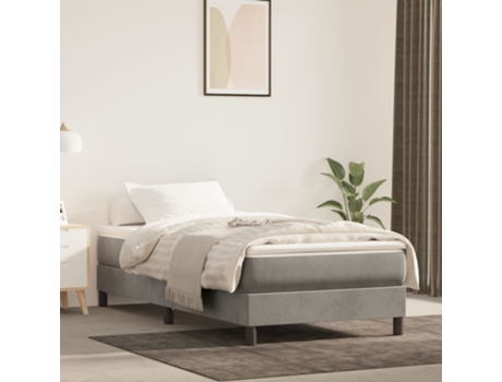 vidaXL Cama con somier y colchón 90x190 cm terciopelo gris claro