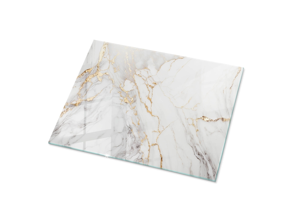 Tapa De Mesa Rectangular Espelharte (80x60 Cm - Mármol Elegante Con Vetas - Blanco)