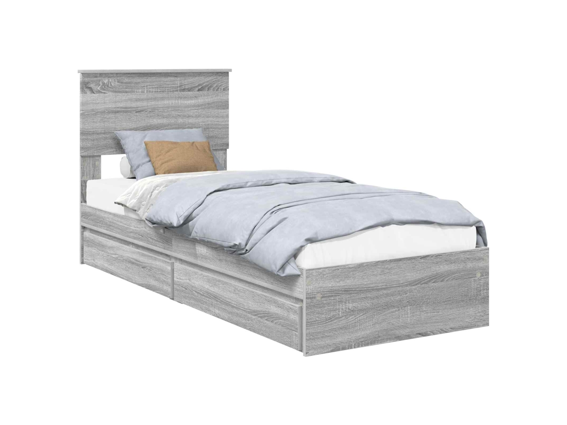 Maison Exclusive - Cama Con Almacenamiento Con Cabecera Gris Sonoma 75 X 190 Cm