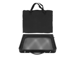 Mesa plegable de tela de hierro, portátil y ligera, ideal para camping, viajes y picnics, color negro.