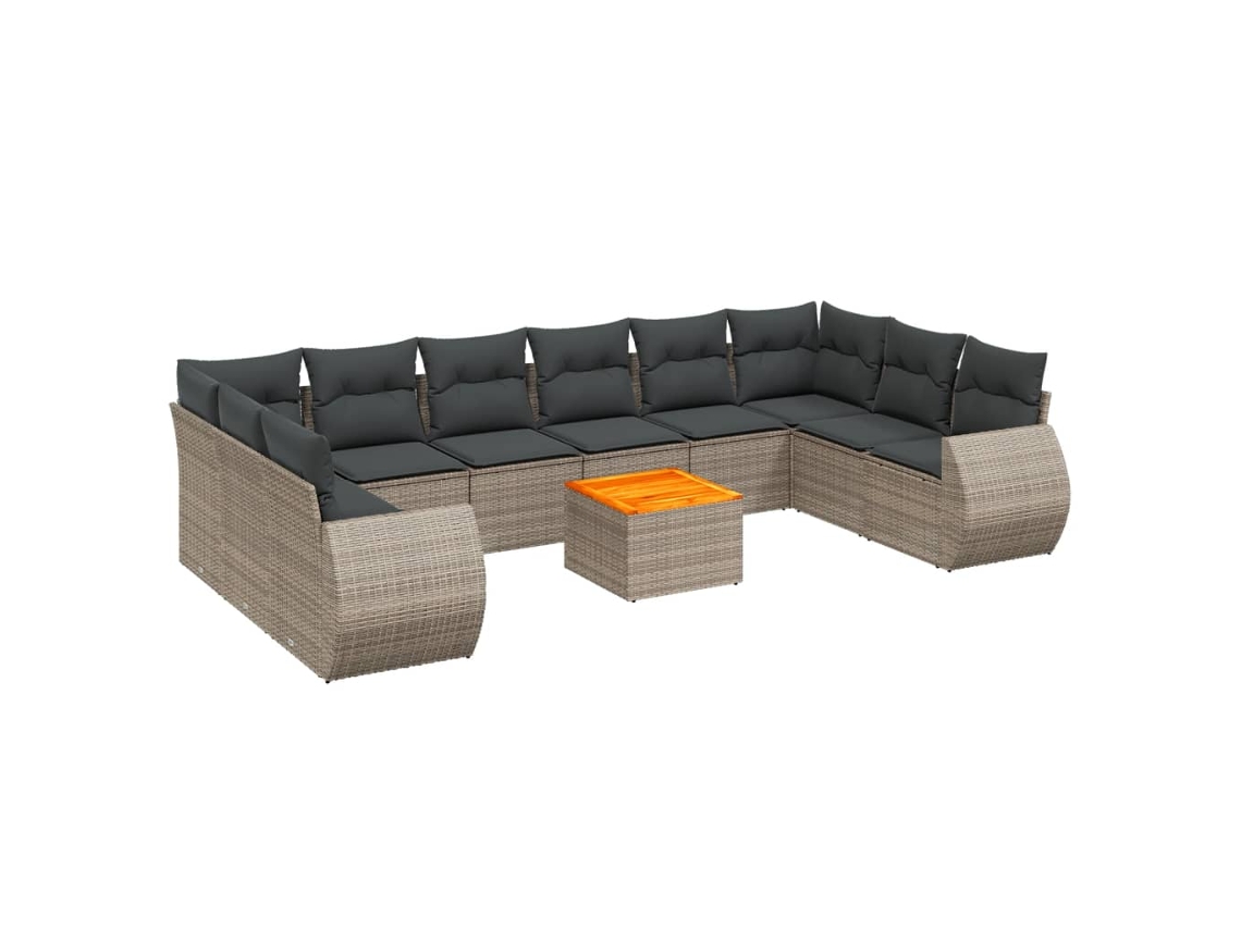 Maison Exclusive - Set De Sofás De Jardín 11 Pzas Y Cojines Ratán Sintético Gris