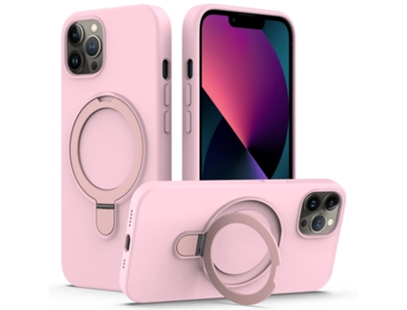 Funda Mobile Phone Cases Magsafe Liquid With Ring para iPhone 12 Pro Silicona Rosa