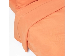 Homescapes Burnt Orange Linen Flat Sheet, Super King