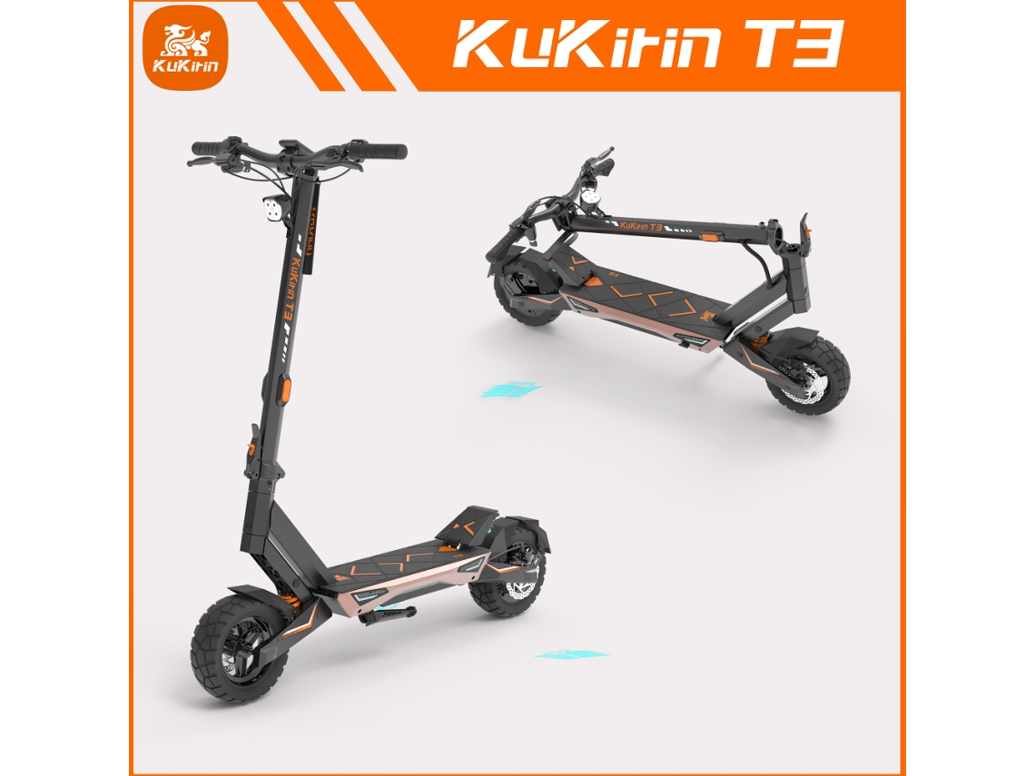 Patinete eléctrico plegable Kukirin T3, 800 W, autonomía de 58 km, velocidad máxima de 45 km/h, ruedas de 10 pulgadas.