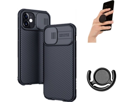 Carcasa + Soporte + Popsocket iPhone 12 Mini Camshield Nillkin (Negro)