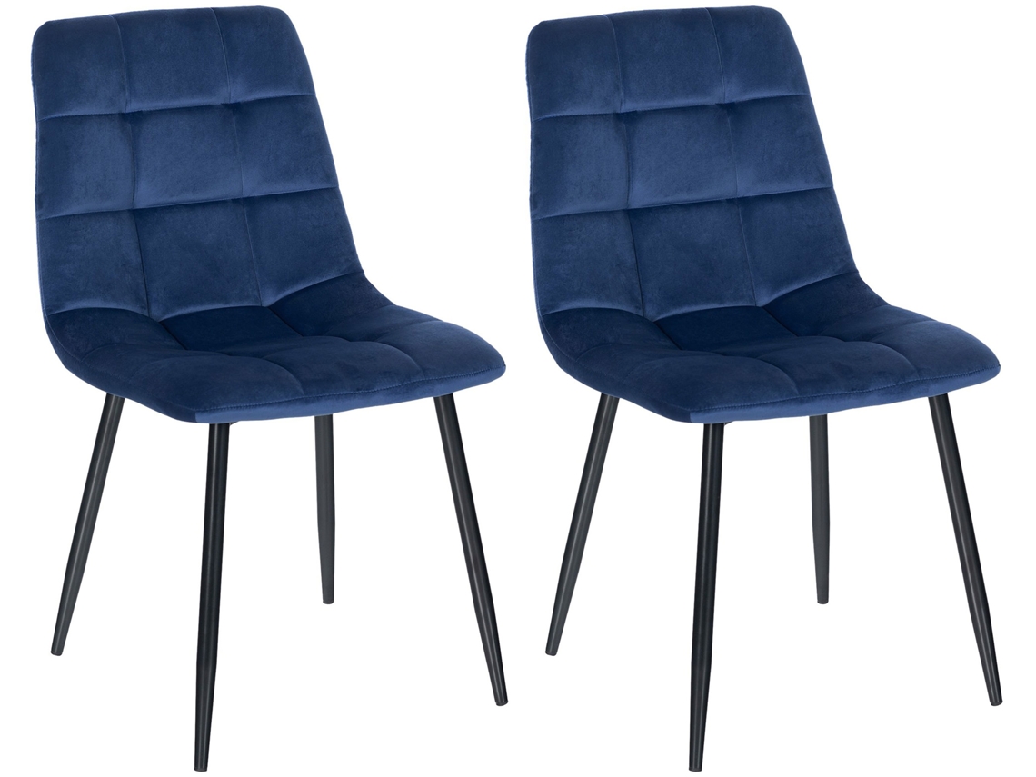 Set de dos sillas de comedor Tilde en tela o terciopelo azul/veludo CLP