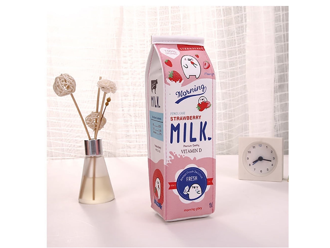 Estuche Para Lápices Bonito Y Creativo, Bolsa De Leche Para Niños, Artículo Novedoso, Rosa