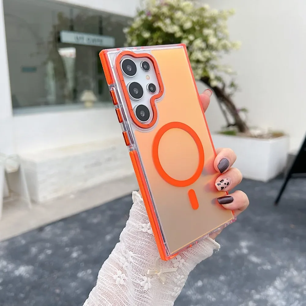 (samsung A05 4g, Naranja) Funda Para Teléfono Samsung, Compatible Con Carga Inalámbrica, Evita La Decoloración.