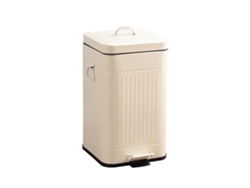 Cubo de basura cuadrado retro, ligero y de lujo, con tapa, para el hogar, la cocina y el baño, 12 L, beige, 22,5 x 22,5 x 41 cm (8,9 x 8,9 x 16,1 pulgadas).