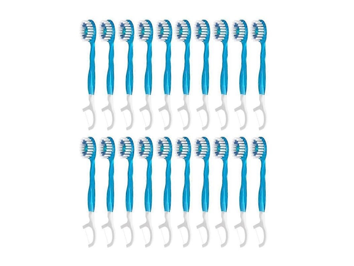 Cepillo De Dientes Desechable De Viaje 5 En 1 Con Hilo Dental, Palillo De Dientes, Limpiador De Lengua Y Pasta De Dientes Preaplicada.