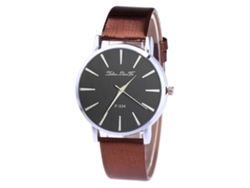 Reloj De Pulsera Unisex Pareja De Cuero Pu Cuarzo Dial Redondo Café