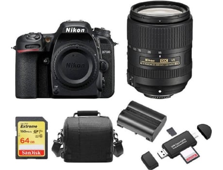 Kit Cámara Réflex NIKON D7500 + AF-S 18-300MM F3.5-6.3G ED VR DX + Tarjeta SD de 64GB + Funda para cámara + bateria EN-EL15A + Lector de Tarjeta de...