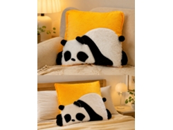 Almohada Manta Panda Amarillo Peluche Suave 38x38cm