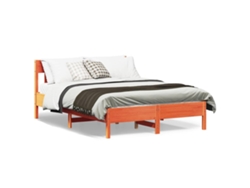 Cama Sin Colchón Madera Maciza Pino Marrón Cera 150x200 Cm